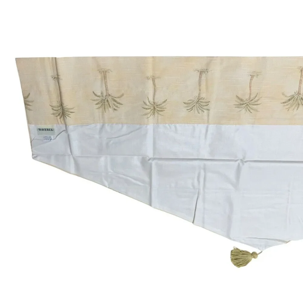 Waverly Victoria Valance Tahiti Sage Palm Tree Print Tassel One Window Treatment